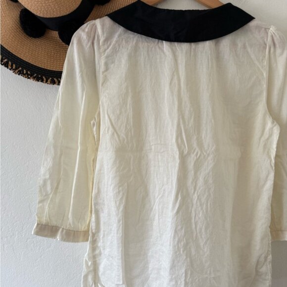 Erin Fetherston x Target Cream Cotton Blouse Peter Pan Collar Twee Y2K - Picture 10 of 14